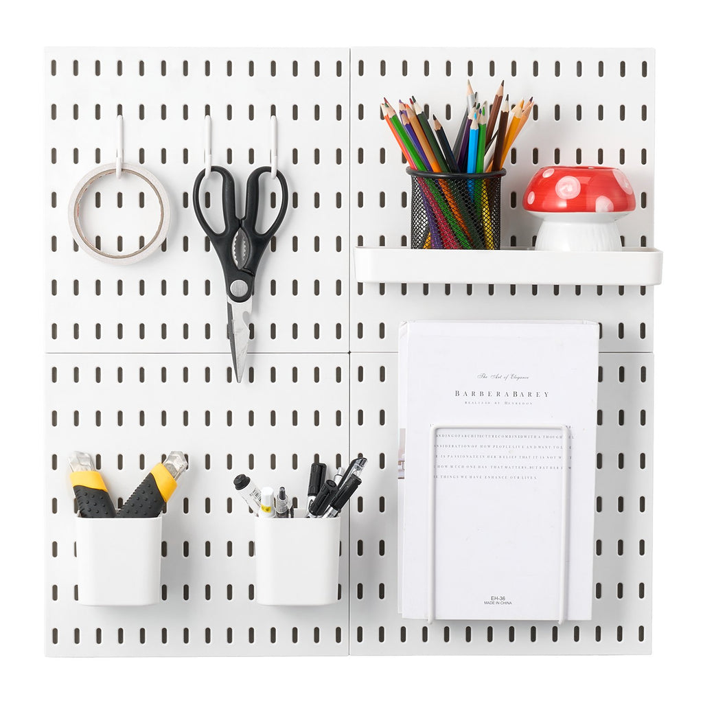 Pegboard Combination Kit 11 X 11 Plastic Pegboard 4 Panels Wall Organizer White