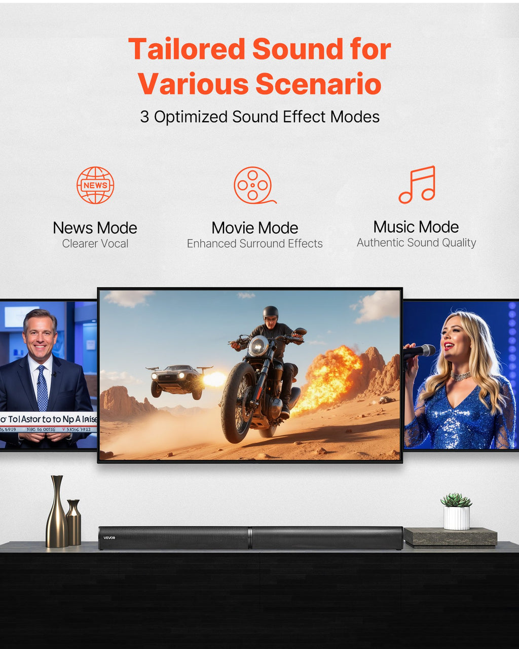 Sound Bar For Smart TV, 2.0 Channel, 32-Inch 2 In 1 Detachable Soundbar TV Speakers, With Bluetooth HDMI AUX USB Connection, Remote Control, 80W Surround Sound System, For Home Theater Audio