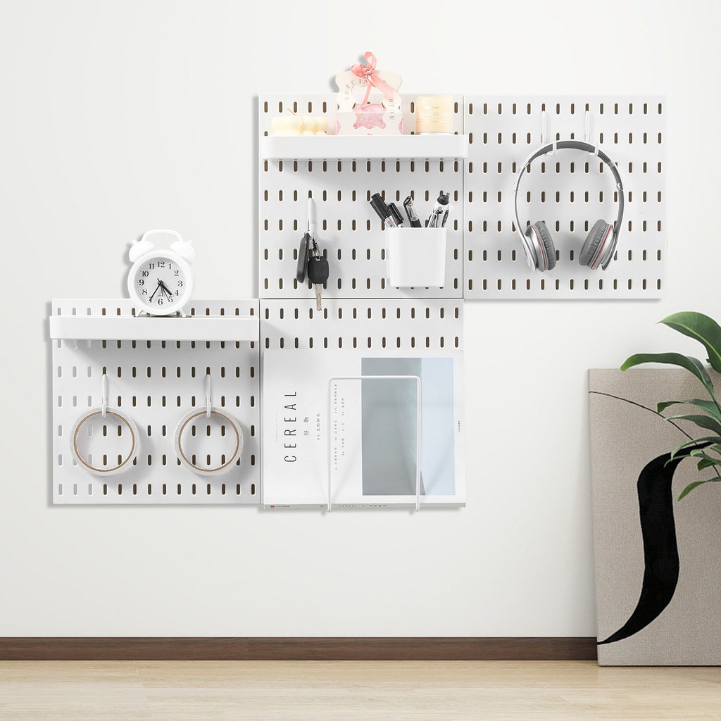 Pegboard Combination Kit 11 X 11 Plastic Pegboard 4 Panels Wall Organizer White